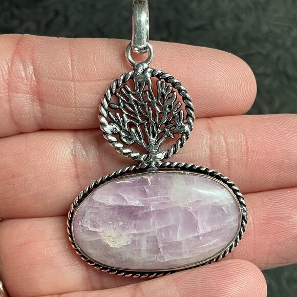 Natural Flashy Kunzite Tree Pendant Crystal Stone Jewelry - Picture 1 of 4